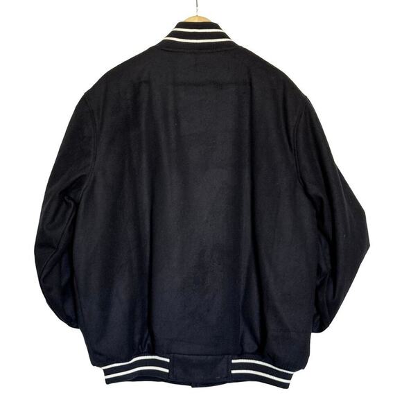 NFL Denver Broncos Wool Blend Varsity Bomber Jacket Navy Blue Mens Size L - Picture 4 of 7